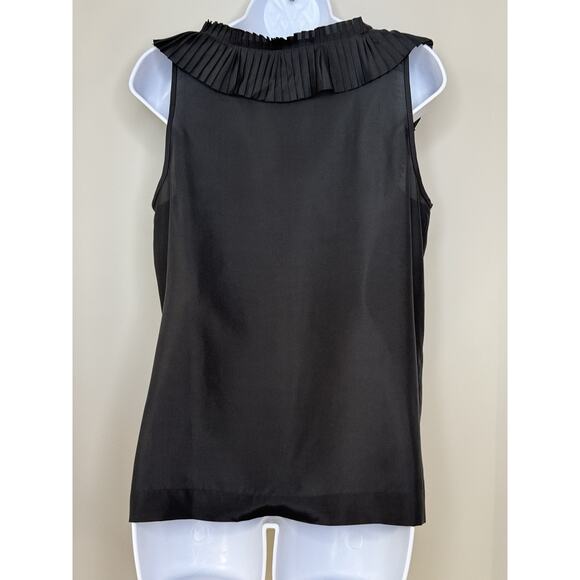 J.Crew Womens 100% Silk Top 6 Black Ruffle Bow Sleeveless Old Money Classic Prep - Picture 4 of 13